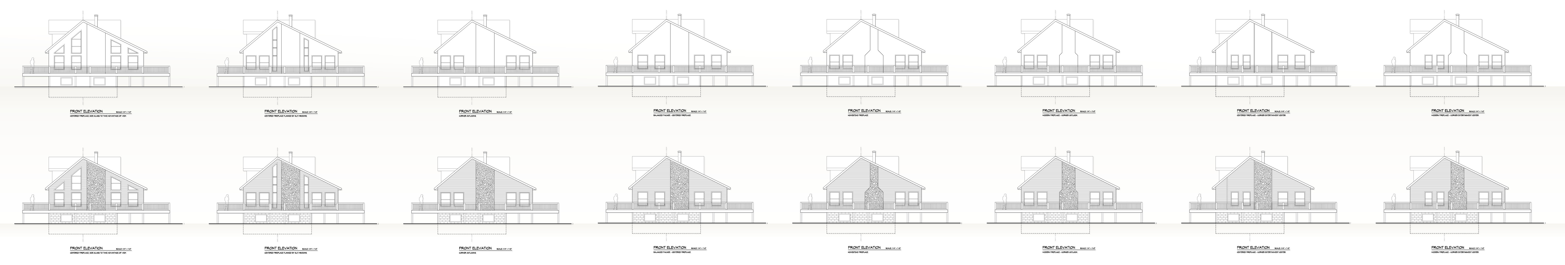 Front Elevation Studies - Scroll to View Large Composite Image